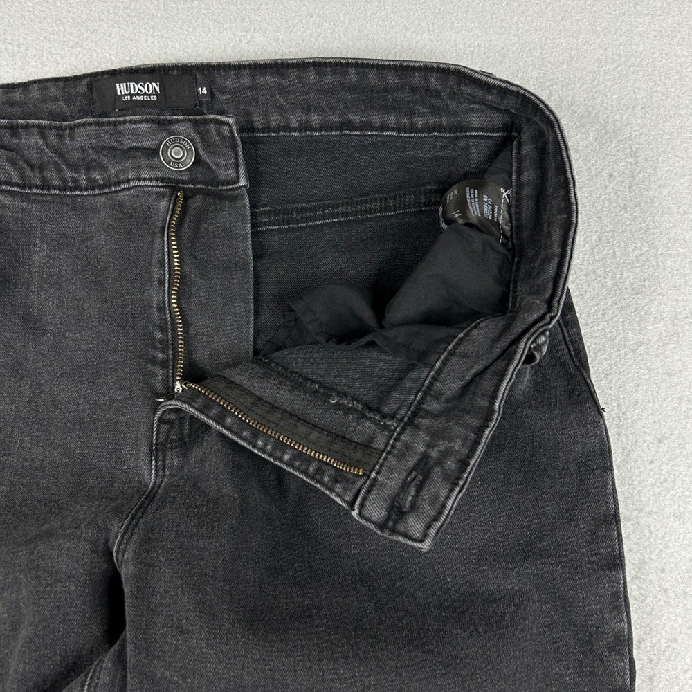 Hudson Jeans Straight Leg Women 14 Black Denim Casual High Rise Stretch - Picture 5 of 10